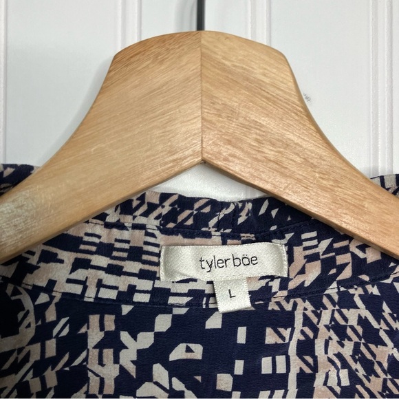 Tyler Boe Top Blouse‎ Large 100% silk Colorful Geometric Workwear Spring Women’s - Picture 3 of 9